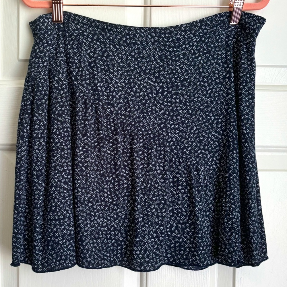 Navy Blue Skirt with Light Blue Floral Pattern